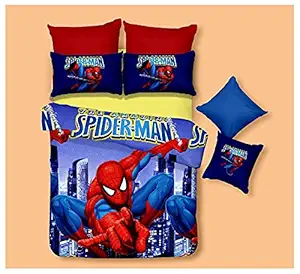 Saiish Cartoon Printed Bedsheet Double Bed for Kids Room-Decor Boys/Girls-Colour Size: 230cms X 250cms with Matching 2 Pillows Cover (Design 8)