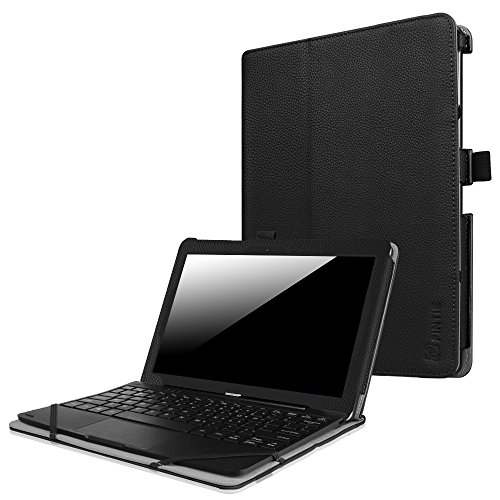 Fintie Odys Winpad 10 / Lenovo Miix 300 10.1 Hülle - Slim Fit Folio Premium Kunstleder Tastatur Ständer Schutzhülle Case Cover Tasche mit Ständerfunktion für Odys Winpad 10 2in1 / Lenovo Miix 300 (10,1 Zoll) Tablet-PC, Schwarz