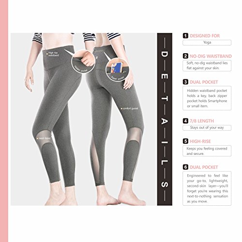 CHICMODA Yoga Caprihose Damen Sport Leggings Jogginghose mit Versteckte Tasche - 6