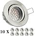 Produktbild 10er LED Einbaustrahler Set mit LED GU10 Markenstrahler von LEDANDO - 5W - schwenkbar - warmweiss - 60° Abstrahlwinkel - A+ - 50W Ersatz - silber - gebürstet