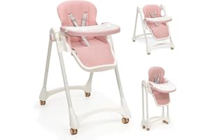 Interbaby Trona Bebe Evolutiva | Trona Plegable 6-36 meses, Máximo 25 kg, Aluminio | Silla Bebe Respaldo 4 Posiciones, Patas y Bandeja Regulables, Arnés de Seguridad | Practic Rosa