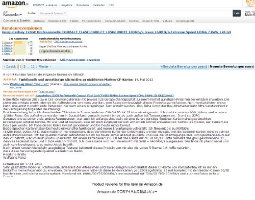 Komputerbay J8 128GB Professionelle COMPACT FLASH CARD CF 1050x WRITE 100MB/s lesen 160MB/s Extreme Speed UDMA 7 RAW 128 GB - 7