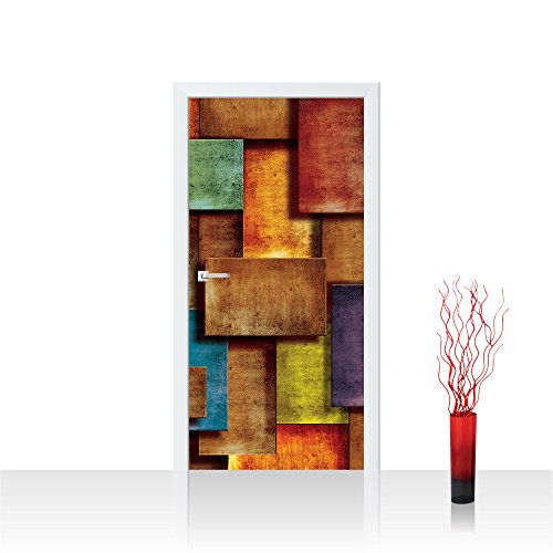 Türtapete selbstklebend 91x211 cm PREMIUM PLUS Tür Fototapete Türposter Türpanel Foto Tapete Bild - Abstrakt Rechtecke 3D - no. 927