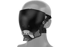 Shanyingquan Cyberpunk Half Face Mask, Máscara de silicona antivaho Commander Mask con lentes extraíbles Interfaces ampliadas