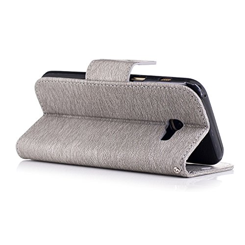 Samsung Galaxy A5 2017 Hülle,Galaxy A5 2017 Case,TOYYM PU Leder Flip Cover Wallet Case Bookstyle Brieftasche Tasche Schale Schutzhülle Vintage Blume Muster mit Standfunktion Karte Halter für Samsung Galaxy A5 2017 Version+1x Touch Pen(Color Random)+1x Staubschutz(Color Random)-Grauer Bär - 3