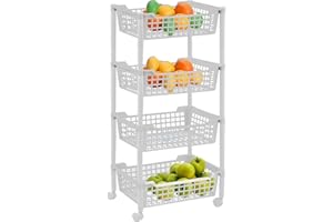 Artex art. 13.15.04 Carrello in Plastica 4 cestini con ruote piroettanti, misure 40x30x89h cm