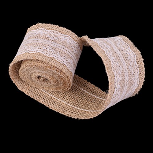 Hessisch Weiß Spitze Sackleinen Kunst Farbband für Vintage Hochzeit Zuhause Dekor 2M - 7