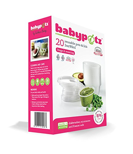 Babypotz - 20 90ml BPA Free Plastic Reusable Containers for Freezing Baby Food / Weaning Pots