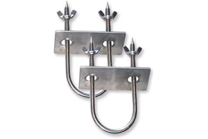 SpitJack Stainless Rotisserie Fork U-Bolt, 5.5 Inches Long Meat Trussing Accessories. 2 Inch Wide Spit Rod Capacity. Rotisserie Parts for Whole BBQ Pig, Hog, Lamb and Turkey. (2 Pack)