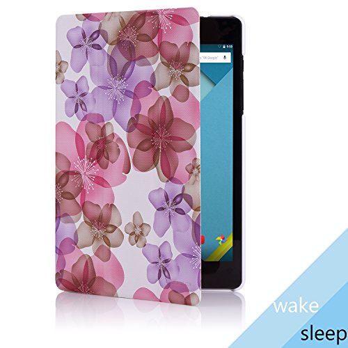 Google Nexus 9 Hülle Case – MoKo Ultra Slim PU Leder Tasche Schutzhülle Lederhülle Smart Cover mit Auto Wake/Sleep Funktion für HTC T1 Google Nexus 9 8.9 Zoll Android 5.0 Tablet-PC,Blumen VIOLETT - 3