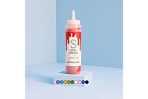 ‎SUPER STREUSEL Super Drip Rot Kuchenglasur Cake Melts Schokolade 300g | Drip Cake Glasur Zuckerschrift für Kuchen Kekse Plätzchen Eis Muffin Torten uvm. | Cake Drip Flasche | Icing Dekoration (Rot)