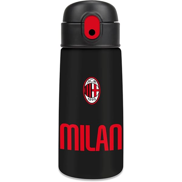 Borraccia Termica AC Milan Ufficiale – 500 Ml In Acciaio Inox 304, Mantiene Caldo 12h E Freddo 24h, Perfetta Per Scuola E Sport