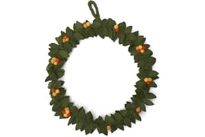 ‎GRY & SIF Én Gry & Sif Türkranz I Hand-Made & fair-Trade Kranz aus Filz, skandinavische Deko für Herbst Winter Weihnachten I grüner Herbstkranz mit bunten Beeren ⌀30cm