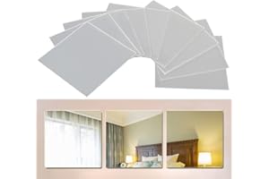 FOCCTS 9 sztuk kwadratowe lusterka samoprzylepne do sypialni, Lusterko ścienne kwadratowe płytki lustrzane do dekoracji TV Płytka lustrzana 15 x 15 cm