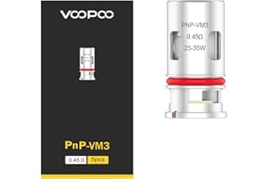 VOOPOO PnP Replacement Coil, VM3, Mesh, 0.45 Ohm, Atomizer Head for Drag X Kit, Drag S Kit, Argus Kit, Argus Pro Kit, PnP POD Tank, Pack of 5, No Nicotine
