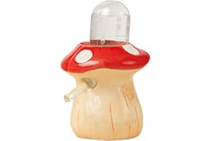 Milageto Hamster Water Bottle with Stand Ceramic Hamster Bottle Holder Easy to Clean Creative Small Pet Supplies Cute Mushroom Shaped Gerbil Bottles Holder for Rat Hamsters, Red