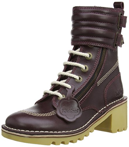 Kickers Womens Kopey Hi Strap Boots 1-12959 Dark Red 6 UK, 39 EU