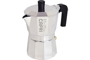 PINTINOX Set Caffettiera Moka 1 e 3 tazze modello Capri in alluminio, manici antiscottatura, perfetta estrazione del caffè e risparmio energetico