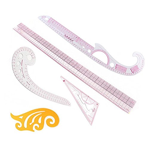 Itian Vêtements de bricolage Measuring French Curve Pattern Grading Règles Pattern Styling Design Craft Ensemble d'outils de couture, 5 pcs