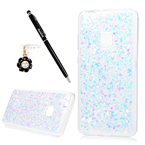 Badalink Hülle Huawei P10 Lite Slimcase Glitzer Schutzhülle Hülle PMMA + TPU Rückschale Schutz Hülle Case Tasche Wasserdicht Einteilige Handyhülle Stoßstangen Case Hellrosarot - 5