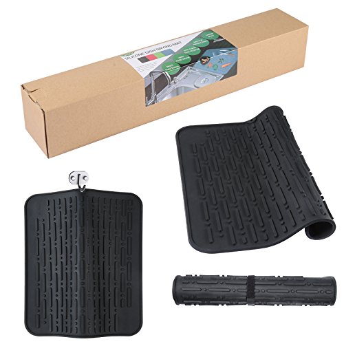 Lebefe Grosse Faltbare Roll-Up Silikon-Abtropf Matte Antibakteriell Spülmaschinenfest Hitzebeständig Küchen Entleeren Matte 45,2×40,1cm (Schwarz) - 6