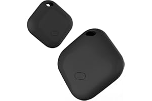 BuLuHAHA Key Finder, Bluetooth Tracker Works with Apple Find My (iOS Only), Luggage Tracker for Suitcases, Replaceable Battery, Waterproof, Airtag for Keys, Bags, Luggage & Pets. (Black, 2 Pack)