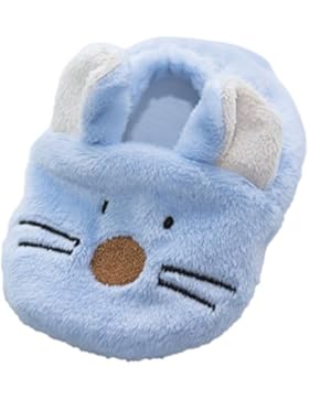 Babyschuhe Krabbelschuhe OB-007 Fleece Maus blau 0 - 6 Monate