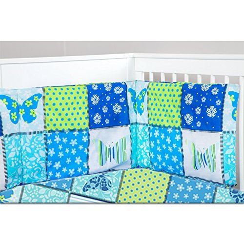 Butterfly Design Cot Bumper Set includes Duvet Cover, Pillowcase & Padded Cot Bumper with ties