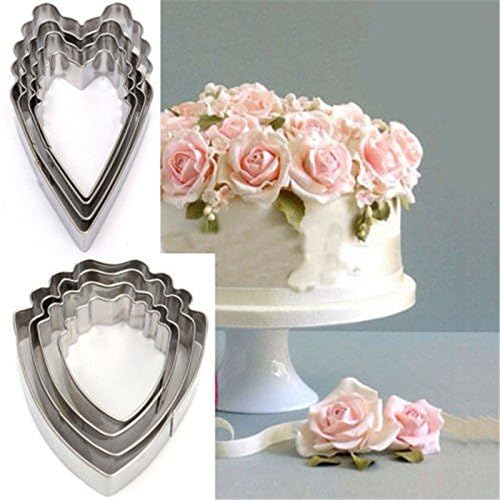 AcuStyle(TM) 4pcs Heart Peony Flower Fondant Sugarcraft Cake Biscuit Cutter Decorating Mold Mould Tool ping