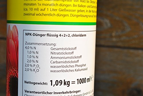 Blumendünger,flüssig,Floralin,Zimmer,-Balkon-und Gartenpflanzen,4 X 1 Ltr. - 2