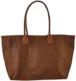  Freyday Damen Henkeltasche Handtasche Kroko Schlangen Strauß Optik versch. Farben 100% Leder (Snake Braun)