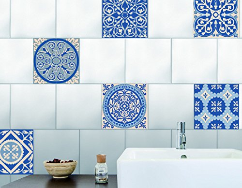 PLAGE 260533 Smooth – Tiles Fliesen sticker Azulejos, 6 Bogen, Vinyl, blau, 15 x 0,1 x 15 cm - 2