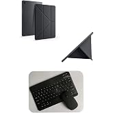 Galaxy A11+ Plus Uyumlu Standlı Tablet Kılıfı + Kablosuz Klavye Mouse Set (Siyah)