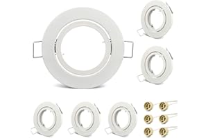 ‎KYOTECH KYOTECH Einbauleuchten rahmen GU10 Schwenkbar 6er Set led spot einbaurahmen Rund Weiß,Einbauspots Einbauleuchten für Halogen Leuchtmittel LED-Modul MR16, inkl. GU10 Fassung