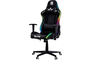 ELITE LED Gaming Stuhl MG200 Destiny | Ergonomischer Bürostuhl - Schreibtischstuhl - Chefsessel - Sessel - Racing Gaming-Stuhl - Gamingstuhl - Drehstuhl - Chair - Kunstleder (RGB Schwarz)
