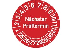 ROSENBAUM OFFSETDRUCK Next Test Date Test Badge, Pack of 100, in Various Colours and Sizes, Test Label Test Seal Badge (25 mm Diameter, Red)
