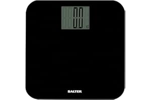 Salter 9049 BK3R Max Digital Bathroom Scale – Weighing Scales For Body Weight, Supersize LCD Display, 250kg / 39st 6 lb, Includes Carpet Feet & Battery, Step On Instant Weight Readings, Compact Design