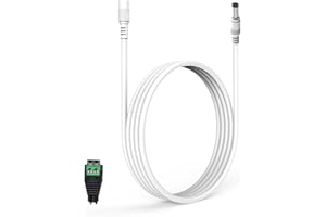 Lonnky 12V 3M Prolunga di Cavo di Alimentazione DC Bianco, Connettore DC Femmina 5.5X2.1mm Incluso, Estensione del Cavo di Alimentazione per Luce IR, Telecamera di Sorveglianza, Router, LED