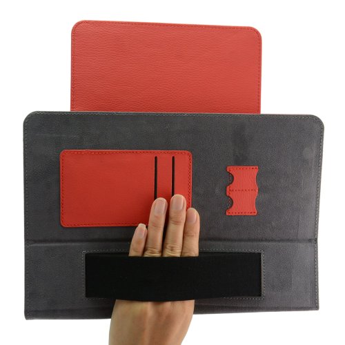 Coodio® Medion LifeTab E10320/E10318/E10316/E10315 Tablet 360 Grad Drehbar Lederhülle Tasche Cover Mit Ständer Gebaut in Handgriff – Farbe Rot - 9