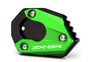 Mokiton Motorcycle Side Stand Extension Kickstand Plate Compatible With K.awasaki Ninja ZX6R 2009-2020 2021 2022 2023 2024 | Foot Pad Support ZX-6R ZX636 ZX600 ZX 6R 636 Accessories (green)
