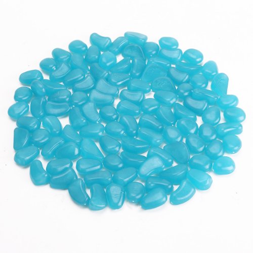 250g ca. 100 St. Blau Leuchtsteine Leuchtkiesel leuchtende Kiesel Aquarium Garten Deko - 2