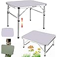 Lucn 2ft Folding Camping Table, Portable Foldable Picnic Tables for Outdoor Indoor Garden, Balcony Market Kitchen Work Table, 2 Height 20cm/56cm, Table Top Size: 60x45cm