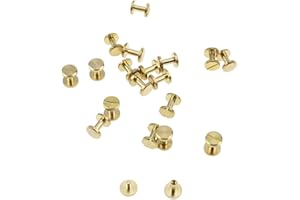 TXERFOLG 20 Pezzi Ottone Massiccio con Bottone a Vite con Chiodo a Vite Rivetti Pelle Rivetti Bottoni per Pelle Valigeria Cornici per Foto e Altri Oggetti Artigianali