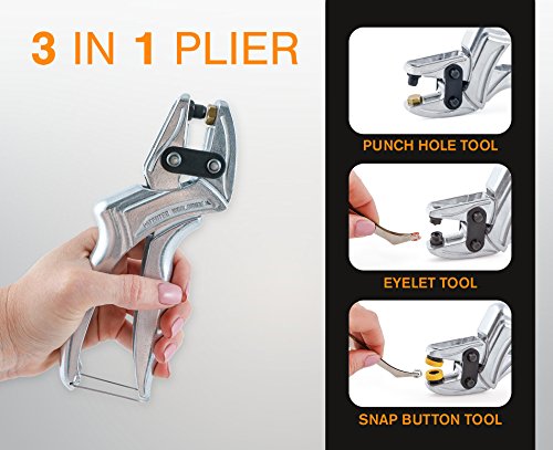 Woodruff Industries – 3-in-1: Leder-Locher, Ösen Einsetzer und Druckknopfzange – Heim-und Handwerker – Multi-große Löcher in Runde 1,2,3,4,5,6mm-Beste Qualität-Garantie von Woodruff Industries - 5