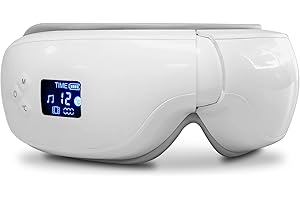 MORELAX Masajeador de Ojos Tiene Función de Calefacción y Música Para Elegir, Masajeador Ojos Bolsas y Ojeras se Puede Personalizar Para Aliviar la Fatiga Ocular, las Ojeras, los Ojos Secos u Mejorar el Sueño