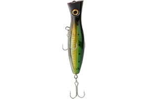ZERONE Popper Fishing Lure 3D Eyes Hard Lure 13cm Top Water Fishing Lures?with 2 Hooks (White & Green)