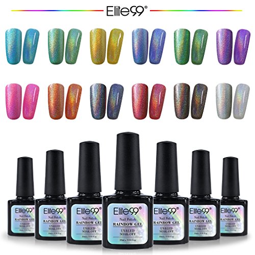 Elite99 UV Nagellack Nail Gel Polish Farbgel Nagelgel Regenbogen Effekt Gelish (12x Stück +1x Stück Reinforce-Überlack )