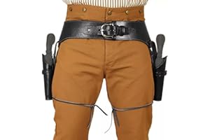 DONGKER Cowboy Waffengürtelholster, PU-Leder Doppel Pistolenholster fur Gürtel, Verstellbar Spielzeugpistole Westernholster für Cowboy-Wildwest-Kostümzubehör, Halloween-Party, Cosplay