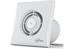 EINTTAX 4 Inch 100mm Bathroom Extractor Fan, 12W Silent Bathroom Fan, Airflow 130m³/h, Wall/Window Mounted Extractor Fan for Kitchen, Toilet, Garage, Attic Ventilation, 34 dB, White (No Timer)