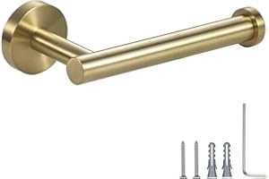 YUET Porta rotolo di carta igienica in acciaio inox cromato, montaggio a viti, per bagno e cucina, rotondo, in acciaio inox 304, colore Oro